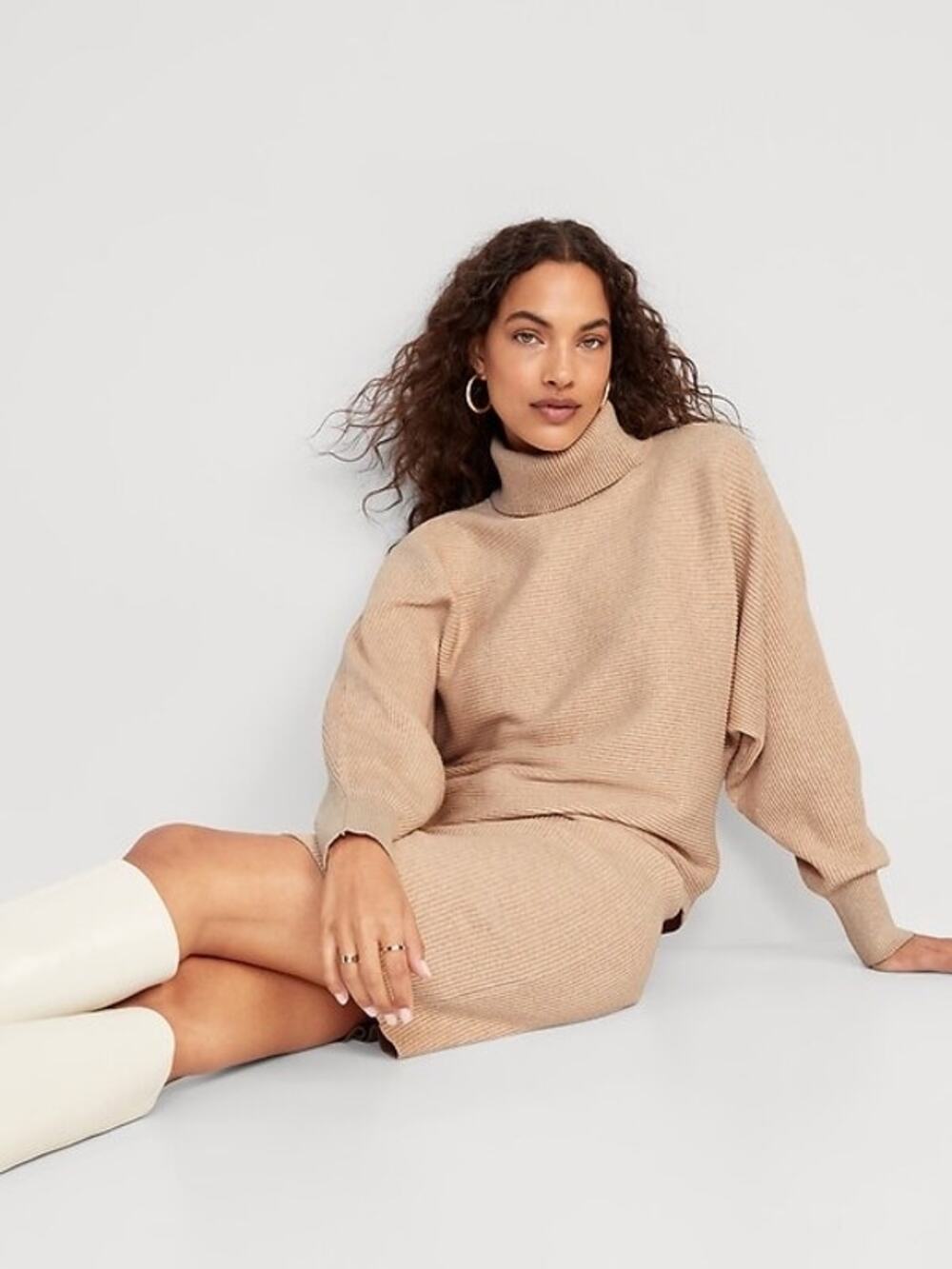 New 2 Piece Rib-Knit Turtleneck Sweater & Skirt Size Small